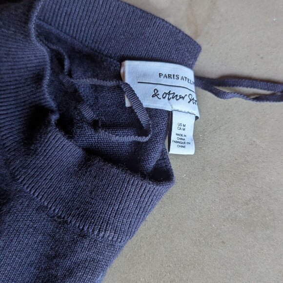 & OTHER STORIES Straight-Fit Crewneck Jumper | Dark Blue - Picture 7 of 14